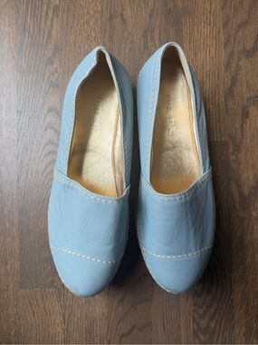 Prada Powder Blue Espadrille Flats with Gold Interior